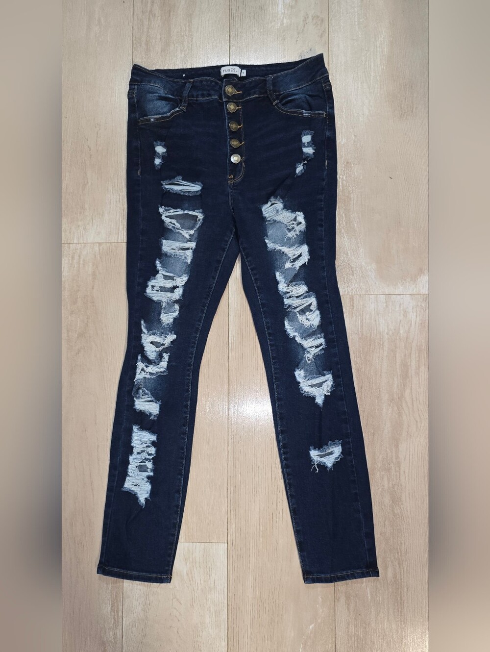 Rue21 Dark Blue Distressed High-Rise Skinny Jeans
